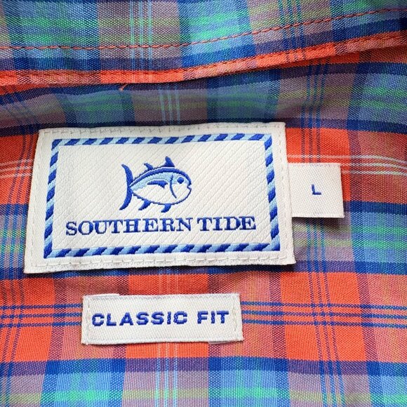 Southern Tide Shirt Mens Large Classic Fit Blue Plaid‎ Button-Down Dress Preppy - Picture 5 of 12